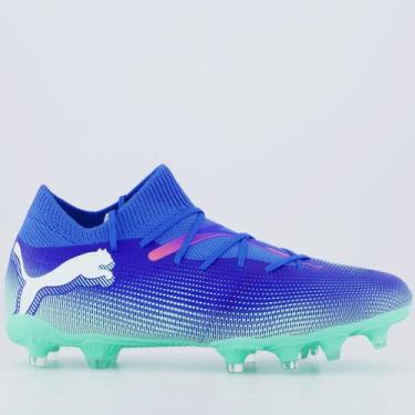 Imagem de Chuteira Puma Future 7 Match Campo Azul e Branca, 44