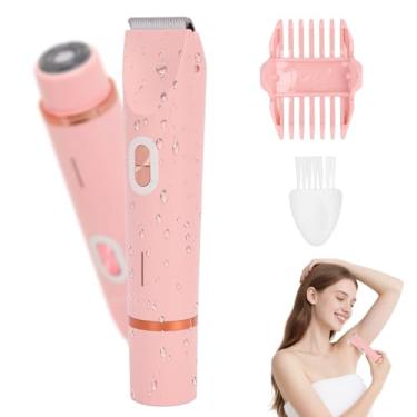 Imagem de Aparador de biquíni para mulheres, barbeador elétrico de cabeça dupla 2 em 1 para mulheres, aparador de biquíni impermeável Ipx7 para pêlos pubianos, sem fio para área privada feminina, molhado e seco