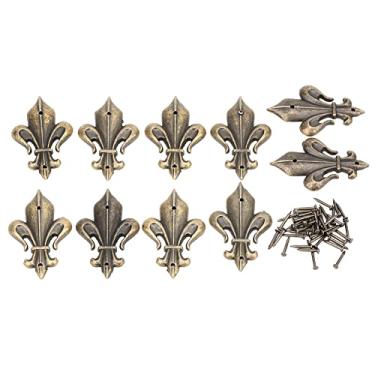 Imagem de Protetor de canto vintage, 10 peças de liga de zinco bronze em forma de escudo DIY caixas de joias álbum capa de borda de livro acessórios decorativos com parafusos de montagem (28 x 45 mm / 1,1 x 1,8 pol(S)) mesas de costura e artesanato