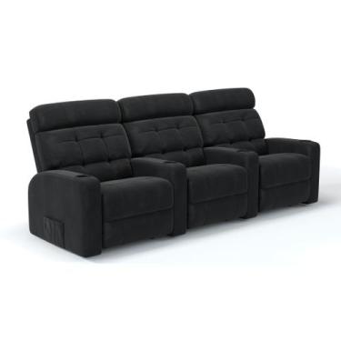 Imagem de Sofá 3 Lugares Reclinável Manual em Tecido Suede Linha Cinema Sala de 