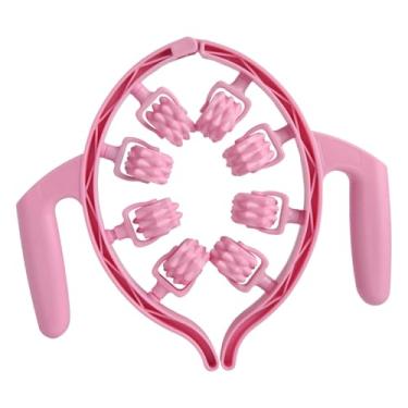 Imagem de predolo Rolo de 8 rodas para pernas, braçadeira de perna multifuncional portátil, ferramenta de massagem de fáscia manual para braço, pescoço, escritório em, Rosa