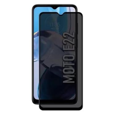 Imagem de [GL CASES] Pelicula Moto E22 Pelicula Privacidade Motorola Moto E22 Anti Risco Película Privativa De Vidro Temperado 3D Proteção 9H Anti Espião Cobertura Total Da Tela + Kit Limpeza Para Aplicação