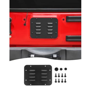 Imagem de Hoolcar Placa de enchimento de pneu sobressalente de alumínio Tampa da placa de ventilação da porta traseira e kits de plugues e parafusos de borracha da porta traseira apto para Jeep Wrangler JK JKU