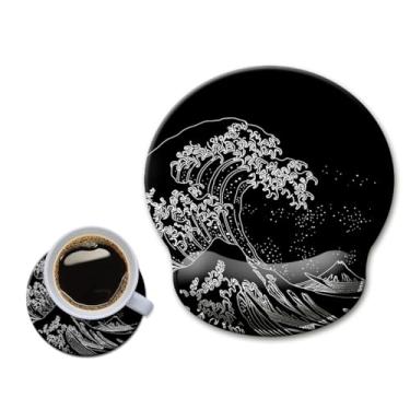 Imagem de Mouse pad com descanso de pulso, mouse pads ergonômicos, suporte de pulso para mesa, grande mouse sem fio, jogos, laptop, trabalho, casa, acessórios de mesa, material de escritório, decoração, 23 x 25