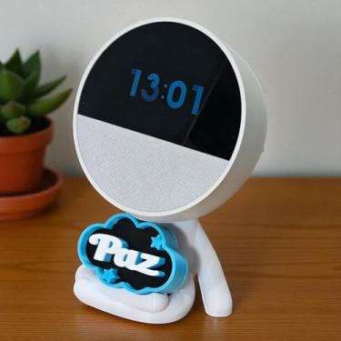 Imagem de Suporte Alexa Echo Spot Escultura Robert Plaquinha Paz e outros. Decoração criativa, música, som, stand de mesa Amazon