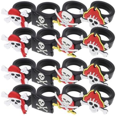 Imagem de Conjunto de 32 anéis de pirata de Halloween para crianças, festa de Halloween, material de PVC, durável, acessórios de pirata, anéis de brinquedo perfeitos para lembrancinhas de festa de aniversário