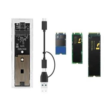 Imagem de Case Externo Transparente Para SSD M2 NVME PCIe NGFF SATA Com Protocol