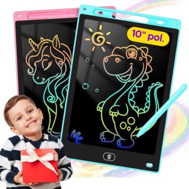 Imagem de Lousa Mágica Infantil 10” RGB C/Caneta (Preto) | Apaga com 1 Botão, Escrita Colorida, Trava de Segurança, Leve e Portátil | Exclusividade Izal®