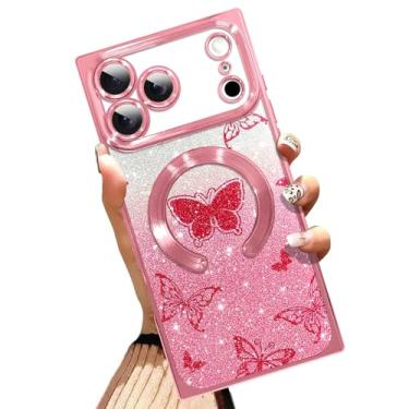 Imagem de AIGOMARA Capa de telefone para iPhone 17 Pro Max de 6,9 polegadas [compatível com MagSafe] Capa de telefone de TPU macio à prova de choque resistente a arranhões para mulheres - Rosa