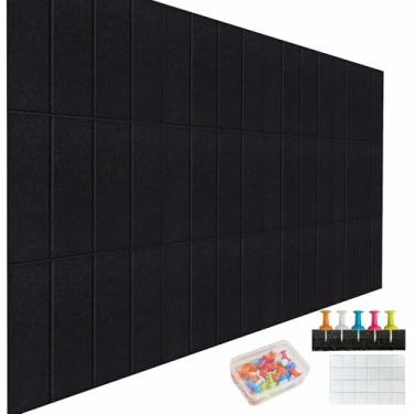 Imagem de Quadro grande de cortiça para paredes | pacote com 12 | 120 cm x 89 cm placa de cortiça de feltro alternativa, azulejos de quadro de avisos para decoração de parede de escritório, quadro de pressão