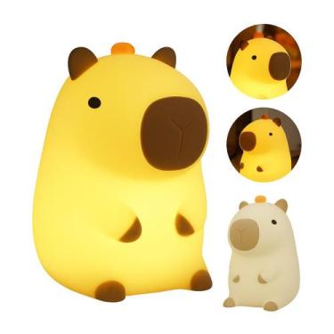 Imagem de Abajur Capivara Luminária Recarregável Controle de Toque Silicone Led 