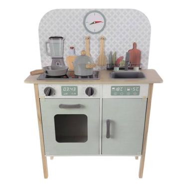 Imagem de Cozinha De Brinquedo Infantil Em Madeira Completa Som E Luz Colorido