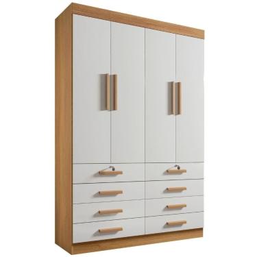 Imagem de Guarda Roupa Mônaco Plus Cinamomo Off White 4 Portas 8 Gavetas D?doro