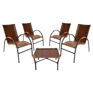 Imagem de Conjunto de Mesa de Centro e 4 Cadeiras Ônix para Área Externa