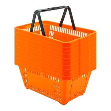 Imagem de 10 Cesta De Compra 16L Reforçada Supermercado Loja (Laranja)