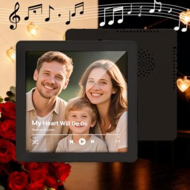 Imagem de Ímã de geladeira de música preta personalizado – Função de reprodução e gravação em vários modos, ímã de placa Spotify com foto – Presentes elegantes para o Dia dos Namorados, aniversário, Natal, Dia