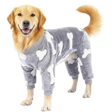 Imagem de GabeFish Pijama aconchegante de pelúcia, pijama de lã para cães, manga comprida macia, macacão fofo de quatro pernas para animais de estimação, cinza 3GG