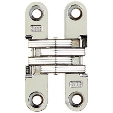 Imagem de SOSS - Dobradiça invisível de zinco 204CUS26 204 com furos para aplicações em madeira ou metal, montagem de encaixe, acabamento externo cromado brilhante (pacote com 2)