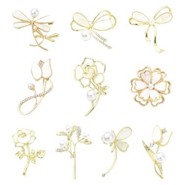 Imagem de UR URLIFEHALL 10 peças, 10 estilos, imitação de pérola, alfinetes, alfinetes, lapela para terno, roupas, mochilas, chapéus, artesanato, decoração