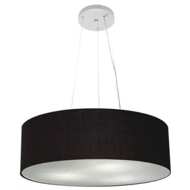 Imagem de Lustre Luminária Pendente Cupula Em Tecido Md-39803 - Bivolt - Para 3 Lâmpadas E27 - Lustres Vivare Preto 50x15cm