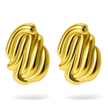 Imagem de Brinco Feminino Zatrina Premium Orgânico Banhado em Ouro 18K no Aço Inox/Coleção Atlantis