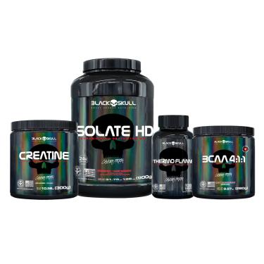 Imagem de Combo Whey + Creatina + Termogênico + BCAA - Black Skull Combo Whey + Creatina + Termogênico + BCAA (Chocolate + Açaí)