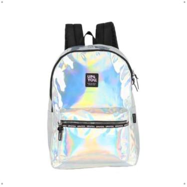 Imagem de Mochila de Costas Escolar Holográfica Leve Resistente up4you, Prata