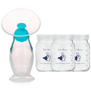 Imagem de Kit Coletor de Leite Materno Nuby + 3 Potes de Vidro para Armazenar Leite Materno 200ml