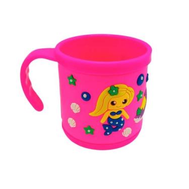 Imagem de Caneca Infantil com Alça Copo Alto Relevo 230ml - Top Útil, Rosa