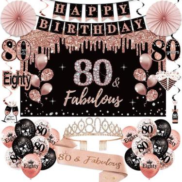 Imagem de Kit de decorações de aniversário Uiorgui, 80º aniversário, feminino, 3