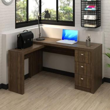 Imagem de Mesa para Escritório com Apoio Lateral e 3 Gavetas MDP Nogal Tecnomobi