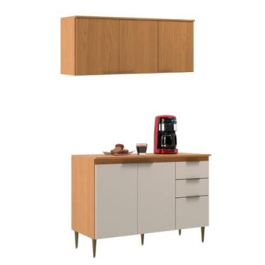 Imagem de Balcão de pia 1,20 Com Tampo + Armário Aéreo Angelina - Angelin Off Wh