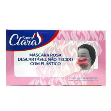 Imagem de Máscara Descartável Rosa C/Elástico 50 Unidades Santa Clara