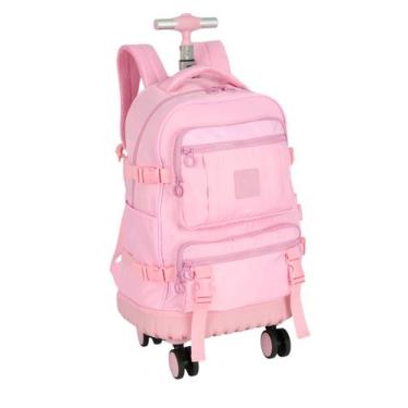 Imagem de Mochila 4 Rodas Costas UP4YOU Juvenil Nylon Original Design, Rosa