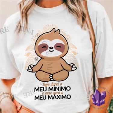 Imagem de Camiseta Preguiça Hoje darei meu Mínimo - Mina Store, Branco, P