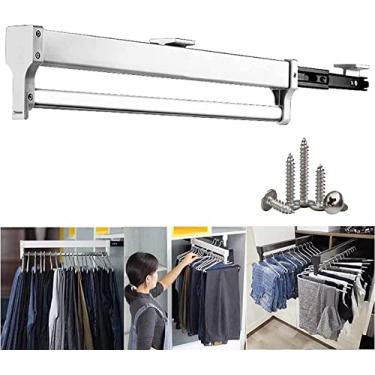 Imagem de Cabide para calças cabide removível para calças, barra de valet para armário removível, cabide retrátil para armário doméstico, organizador de trilhos para cabides deslizantes, estante