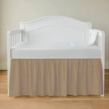 Imagem de Saia para cama de berço de luxo 71 cm x 132 cm com queda de 35 cm, macia e respirável, com babados, serve para berço padrão e cama infantil, tecido de microfibra, babados, saia de cama para bebês