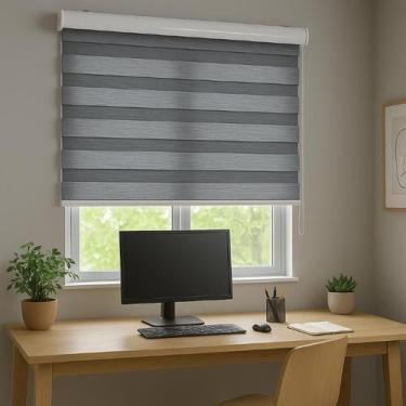 Imagem de Persiana Zebra Prime 160larg x 160alt - Decore Cubra, Mescla Cinza