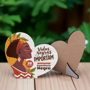 Imagem de Kit 20 Lembrancinhas Corações MDF Dia da Consciência Negra - Deliparts