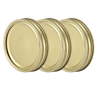 Imagem de Karlak Tampas de Conservas para Potes de Vidro Tipo Split, 10 Peças de Anel Circular Dourado de 70 Mm + Placa de Cobertura, Tampa de Vedação de Potes de (10 pedaços de folha de flandres boca padrão