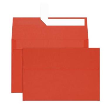 Imagem de Envelopes vermelhos A4 autovedantes, pacote com 100, 120 g/m2 imprimíveis Goefun 10,25 x 16,25 envelopes de convite para cartões 10 x 15 cm, fotos, convites, casamentos, formatura, chá de bebê e