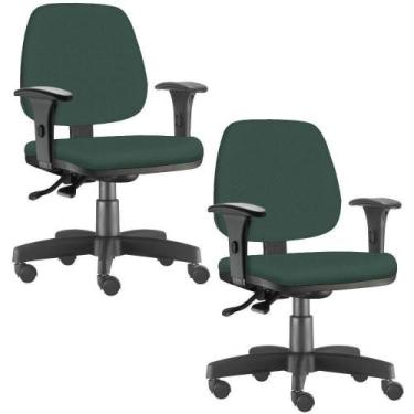 Imagem de Kit 02 Cadeiras Job L02 Escritório Crepe Verde Musgo - LYAM DECOR