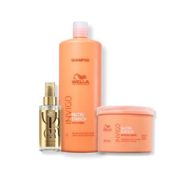 Imagem de Kit Wella Professionals - Shampoo 1L e Máscara 500ml Nutri-Enrich + Óleo 100ml Oil Reflections