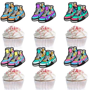Imagem de 18 Pieces Skateboard Cupcake Topper Skateboard Park Theme Extreme Sports Athlete Happy Birthday Graffiti Decoration Set for Boy and Girl Birthday Party, Sports Party, Hip Hop Party Decoration Supplie
