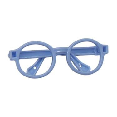 Imagem de YIJU Óculos de boneca, figura, vestir-se, óculos de presente, moda, óculos, acessórios de fantasia para família, amigos, brincadeira de faz de conta, Natal, Azul