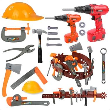 Imagem de Kit De Ferramentas Infantil 16 Peças Com Cinto E Capacete Brinquedo Educativo Que Estimula Coordenação Criatividade E Imaginação