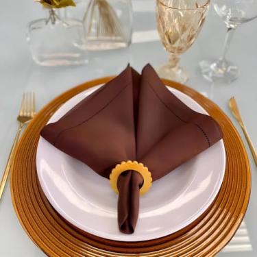 Imagem de Kit Guardanapo De Tecido Para Mesa Posta Ponto Ajour (6, Marrom)