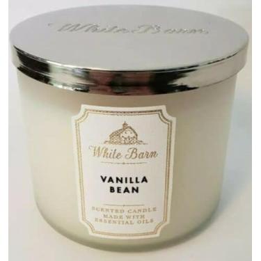 Imagem de Bath and Body Works, White Barn Vela de 3 pavios com óleos essenciais - 411 g - Aromas essenciais 2021! (fava de baunilha)