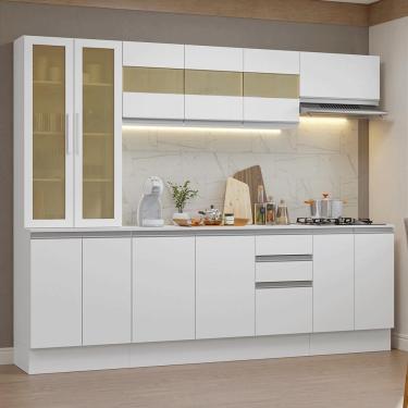 Imagem de Armário De Cozinha Completa 100% Mdf 240 Cm Smart Madesa 01 Branco