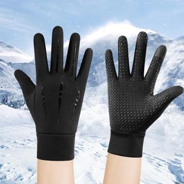 Imagem de Luvas de inverno pretas unissex – à prova d'água, tela sensível ao toque, dedo inteiro para academia e corrida